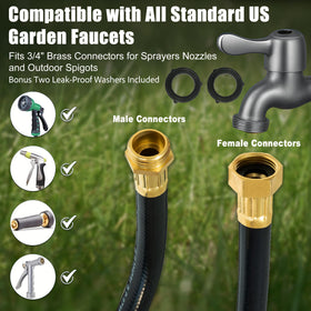 FangFarm Rubber Garden Hose 15FT demonstrating flexible design for easy maneuvering around corners.