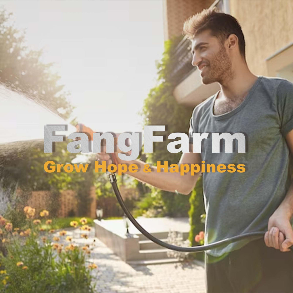 FangFarm Rubber Garden Hose 15FT perfect for patio watering and quick cleanup tasks.