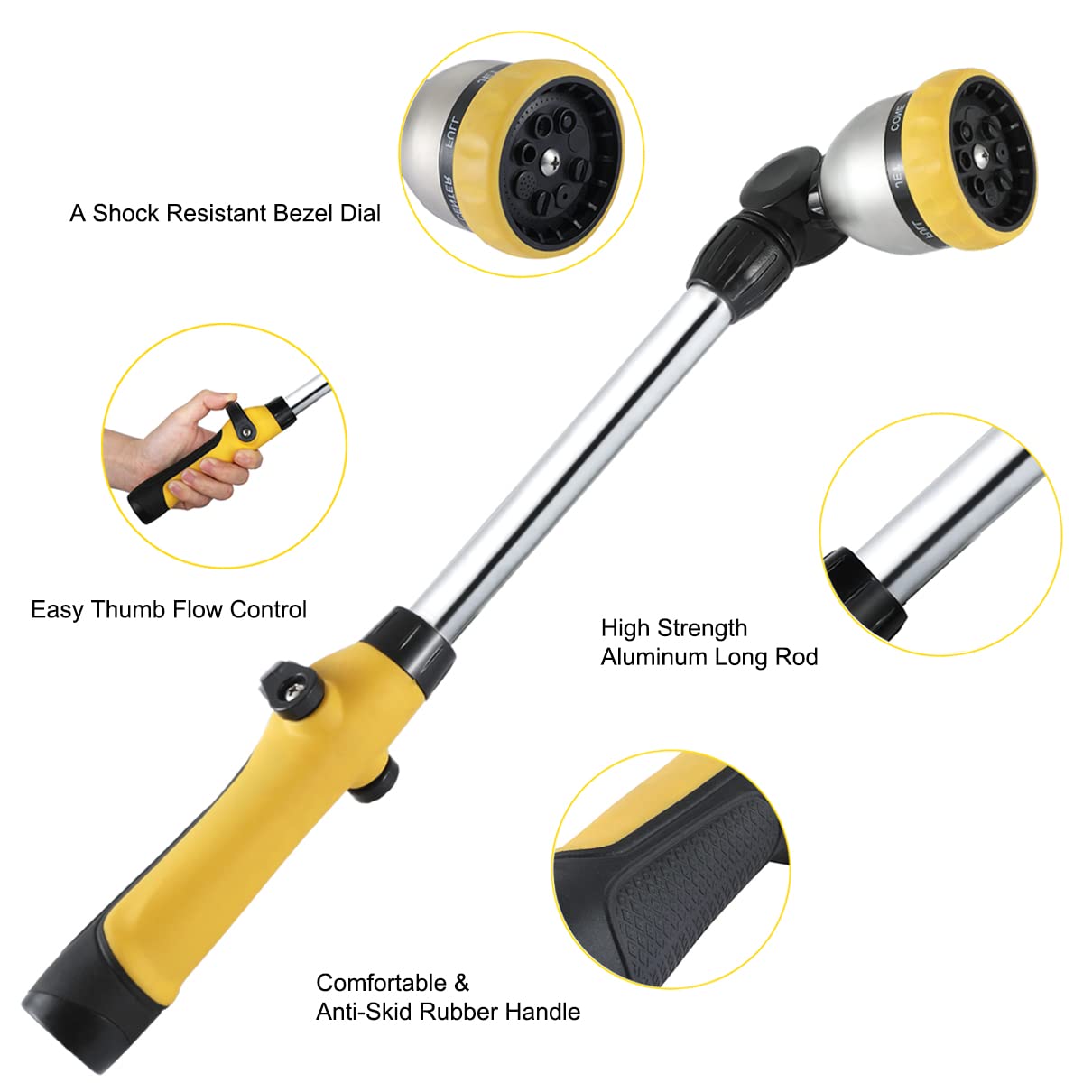 FANHAO 8-pattern sprayer wand offers precise watering for different tasks.