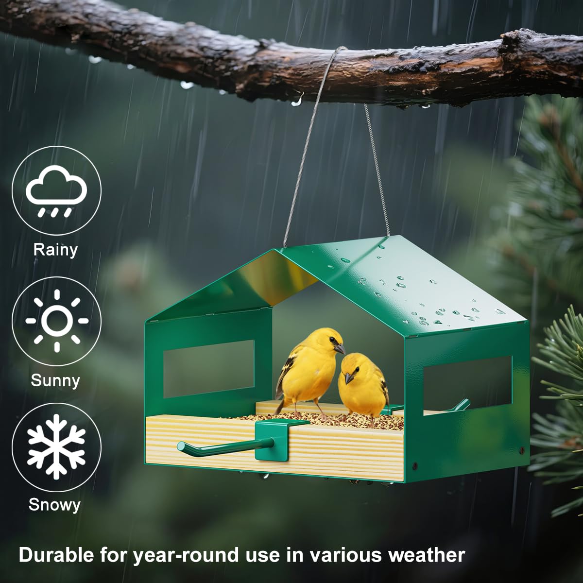 FANHAO bird feeder fly-through design invites multiple species for easier feeding.