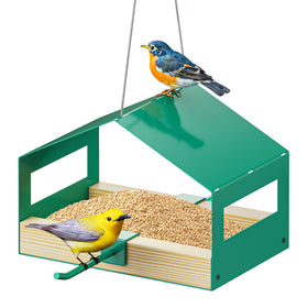 FANHAO metal bird feeder outdoors, durable hanging design for year-round use.