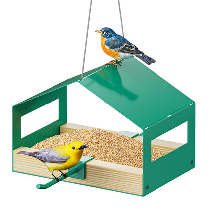FANHAO metal bird feeder outdoors, durable hanging design for year-round use.