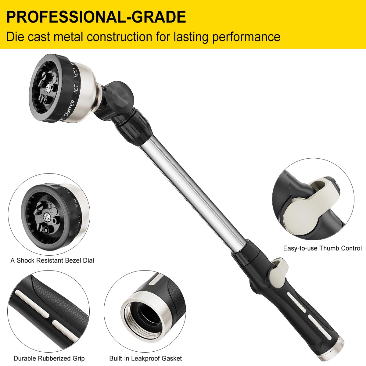 FANHAO thumb-control design allows easy on/off water flow