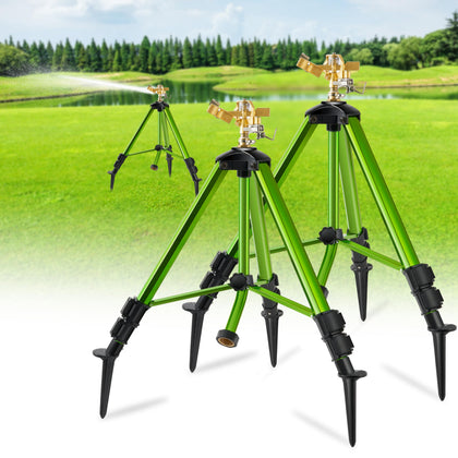 FANMIAOHOME tripod sprinkler with brass head delivers wide 360° lawn coverage.