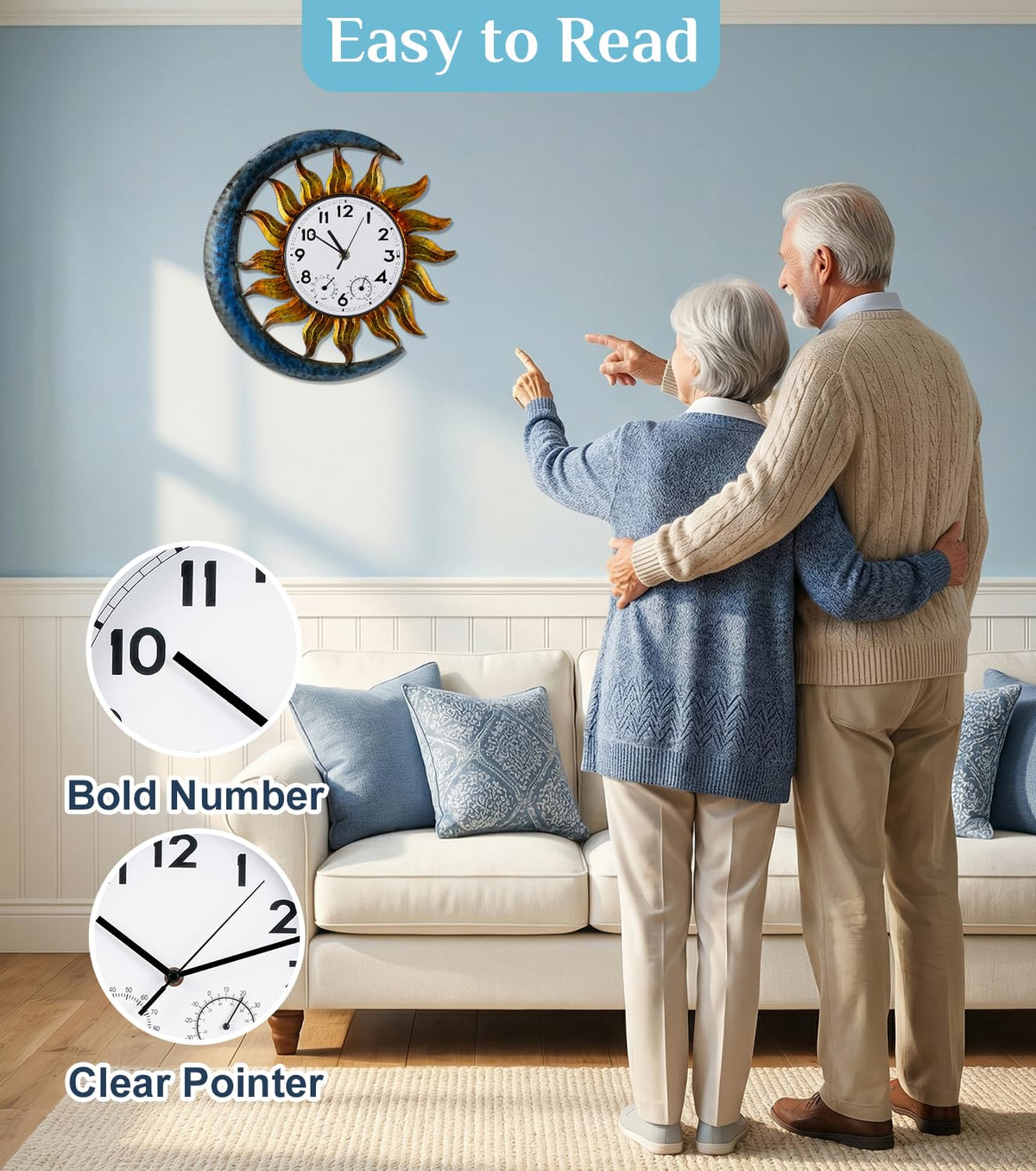 FANOAULEA indoor-outdoor wall clock suitable for porches and rooms