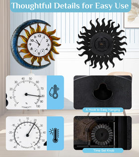 FANOAULEA patio garden outdoor clock on a wall