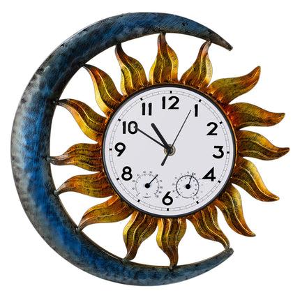 FANOAULEA sun and moon outdoor clock dial 6 inch, easy to read from across the yard