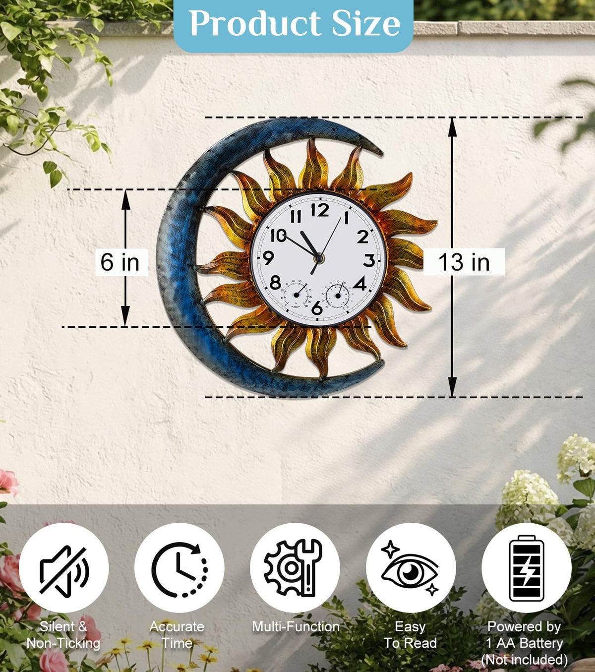 FANOAULEA waterproof outdoor clock face designed for weather exposure