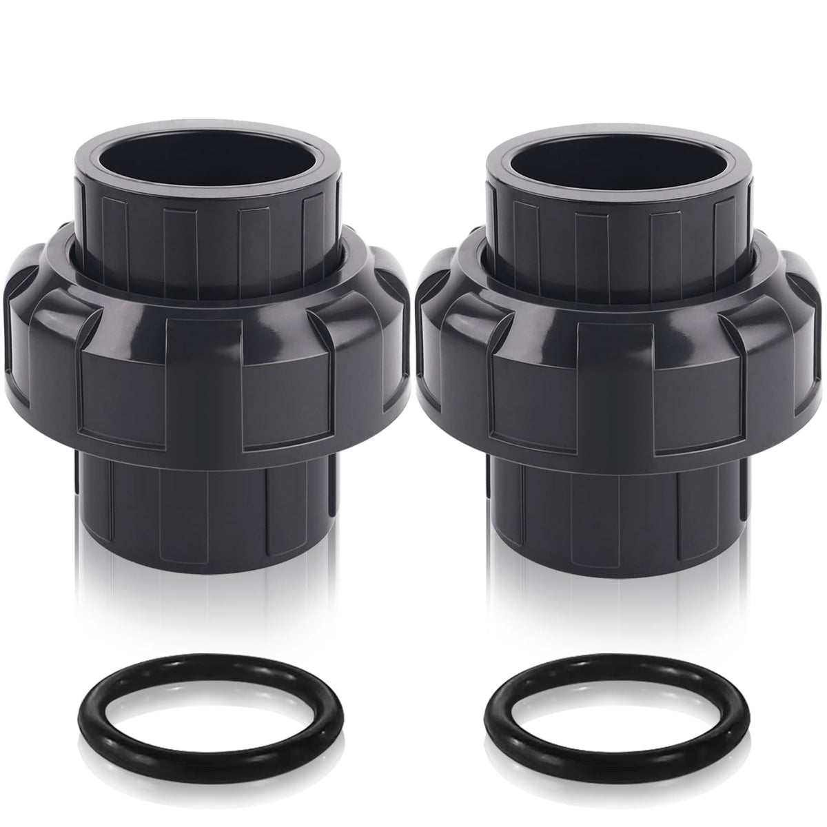 FANOVO 1-1/2 inch PVC union front view showing easy disassembly