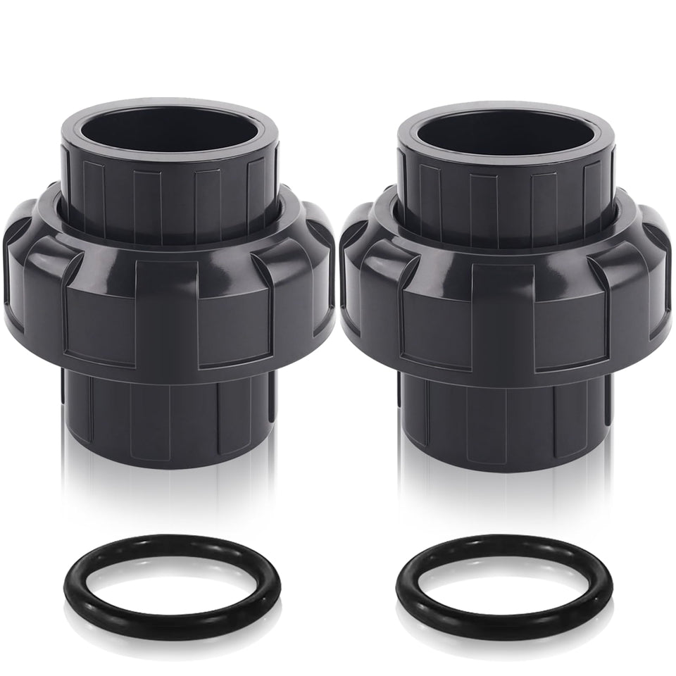 FANOVO 1-1/2 inch PVC union front view showing easy disassembly