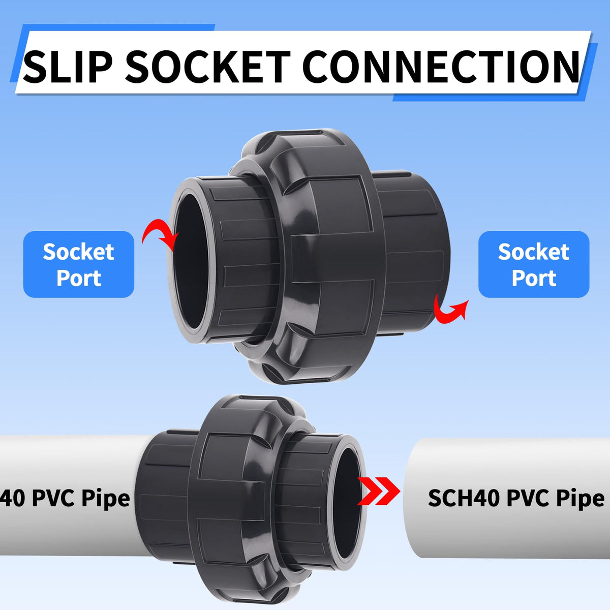 FANOVO lightweight PVC union enables quick installation