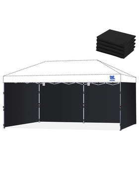 Fanpat 10x20 sidewalls provide full coverage for private outdoor spaces at gatherings.