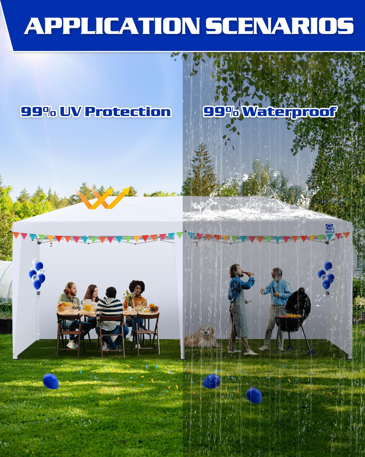 Fanpat 10x20 sidewalls fit most straight-leg canopies for easy setup.