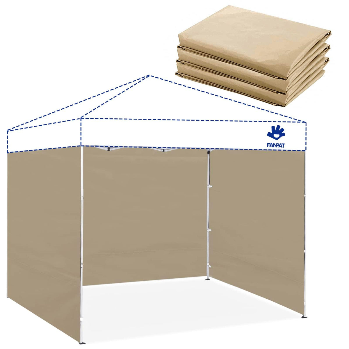 FANPAT instant canopy sidewall top view shows easy attachment.