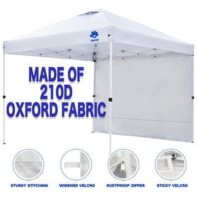 FANPAT sidewall mounted on a 10x10 canopy during an outdoor event.