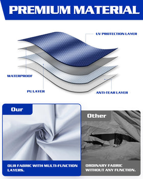 Fanpat sidewalls feature hook-and-loop installation for tool-free setup.
