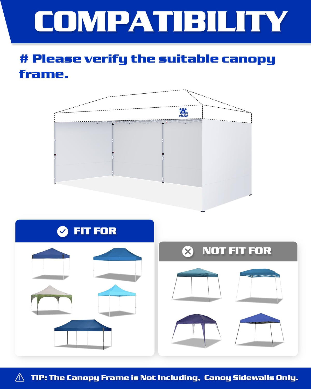 Fanpat sidewalls block sun and wind while maintaining interior comfort.