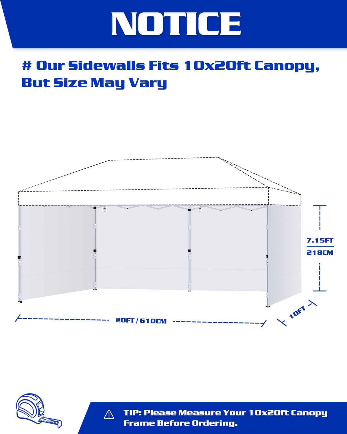 Fanpat sidewalls use waterproof fabric to keep guests dry during outdoor events.