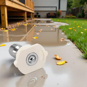 Fansoftiks nozzle cleans concrete driveways with a crisp rinse