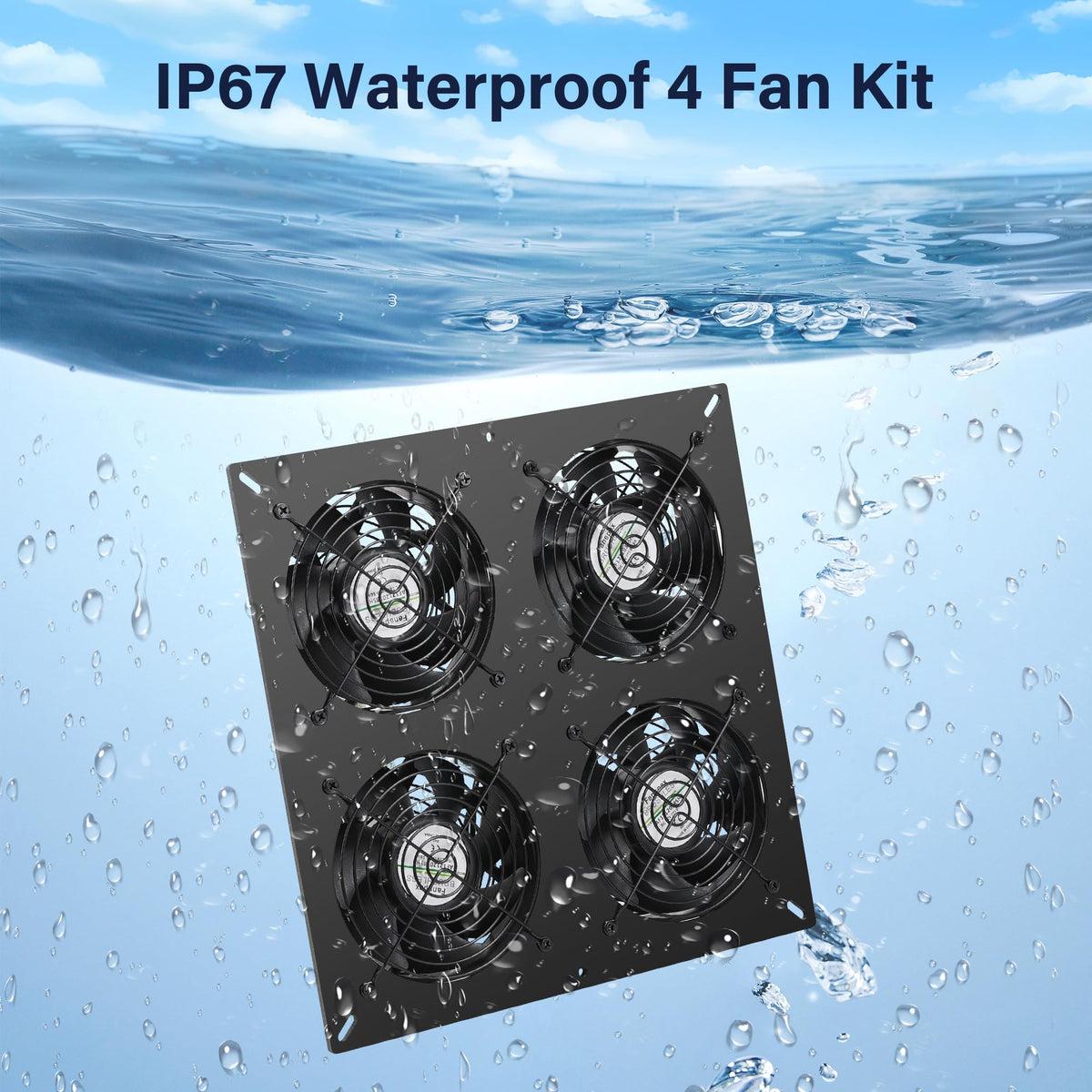 Fanspex 4-fan kit weatherproof design withstands rain and heat for outdoor spaces.
