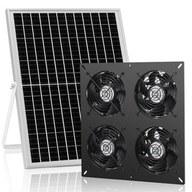 Fanspex Solar 4 Fan Kit panel exterior powering outdoor ventilation for coops.