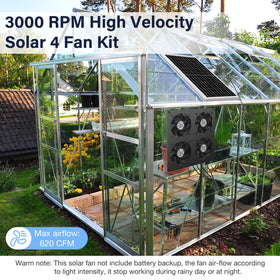 Fanspex Solar 4 Fan Kit solar panel 25W powers daytime airflow.