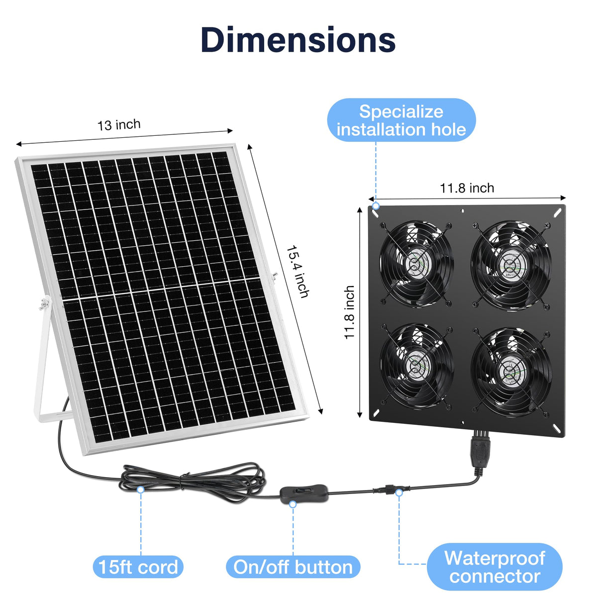 Fanspex Solar 4 Fan Kit IP67 rating ensures durable performance in challenging conditions.