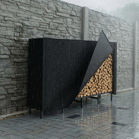 FANSXIVITA log storage rack on concrete patio stabilizes wood piles outdoors