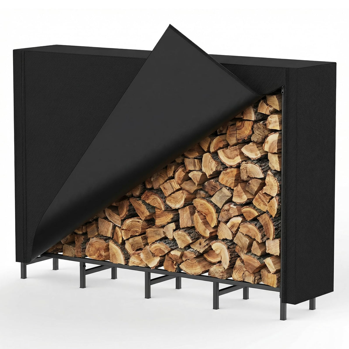 FANSXIVITA outdoor firewood rack with cover keeps logs dry on patio