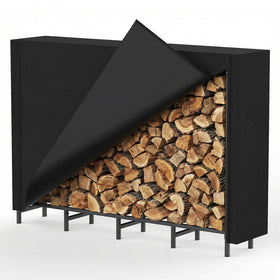 FANSXIVITA outdoor firewood rack with cover keeps logs dry on patio