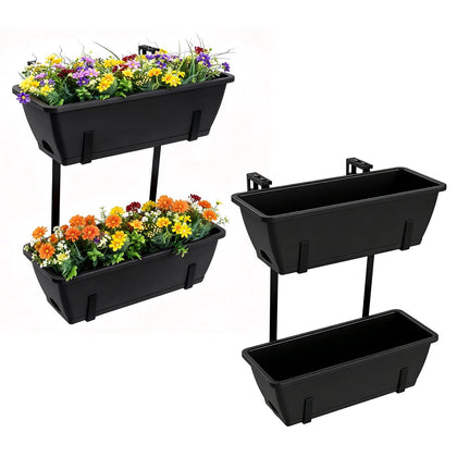 Fansxivita rectangle planters on railing with green over-railing style for balcony flair
