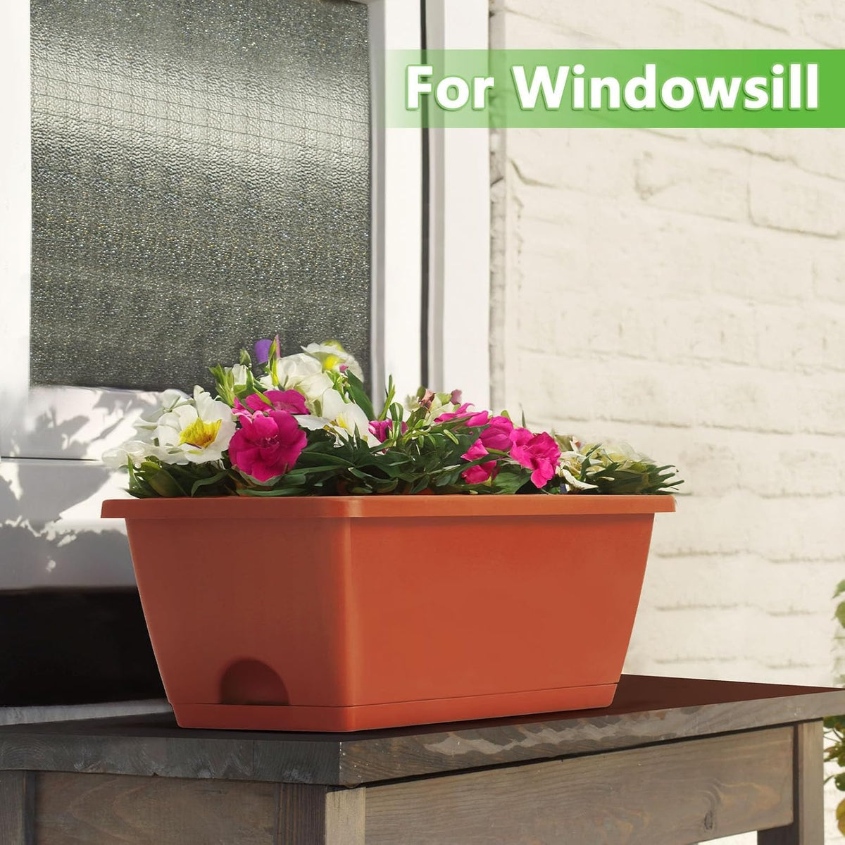 FANSXIVITA rectangular planter with adjustable brackets for railings or windows