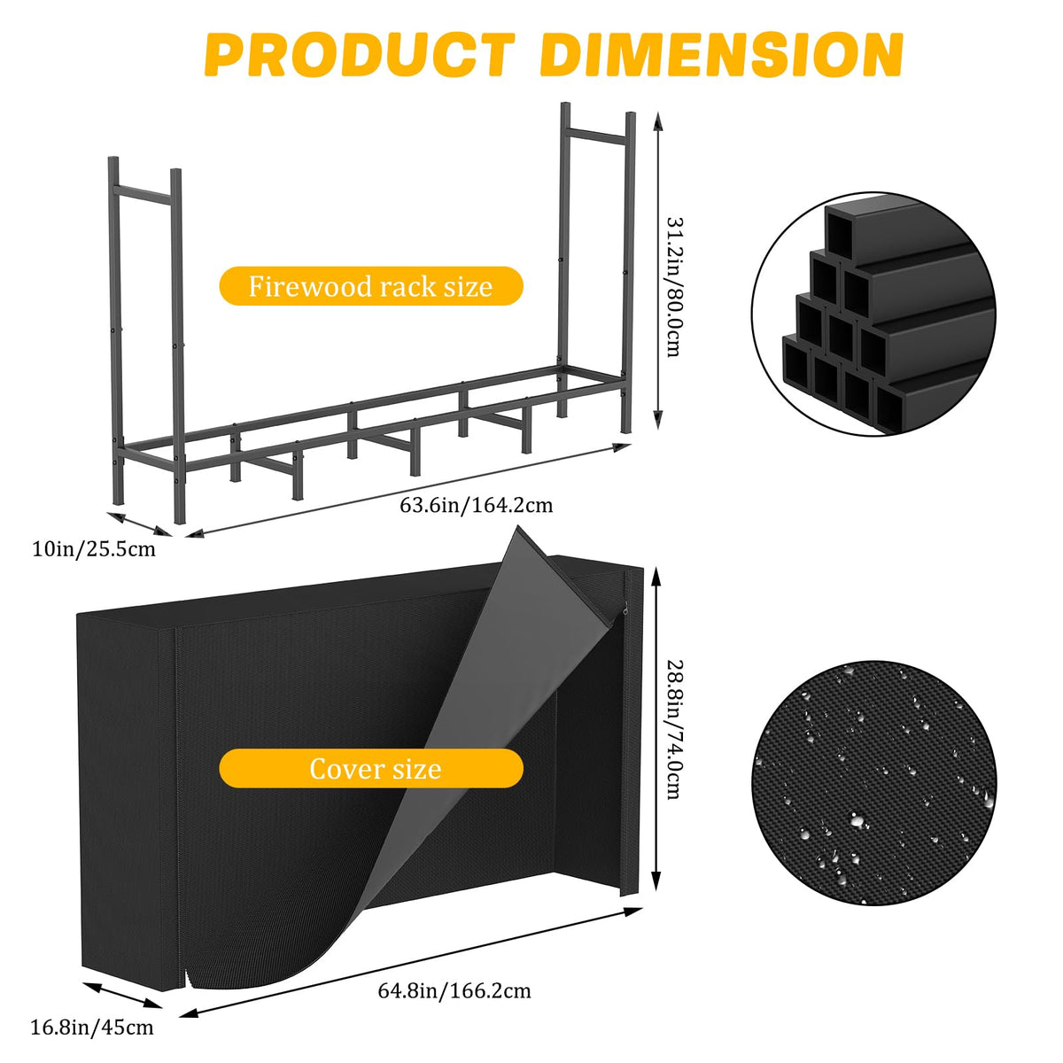 FANSXIVITA sturdy steel firewood stand with black finish supports seasonal wood storage