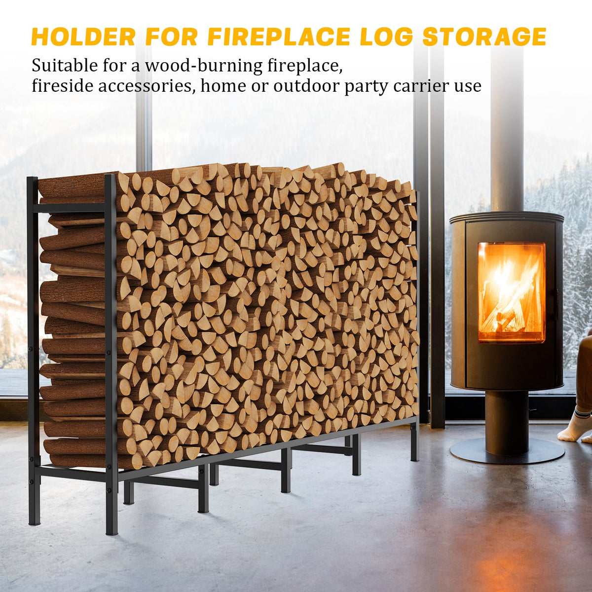 FANSXIVITA weather-resistant firewood storage on patio keeps wood accessible