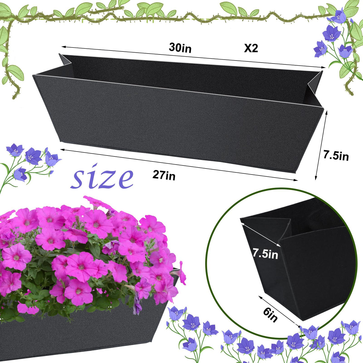 Fantang black felt planter liner fits baskets for easy, mess-free gardening.