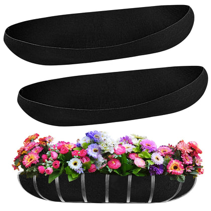 Fantang black window box liner in place, offering breathable moisture control for planters.