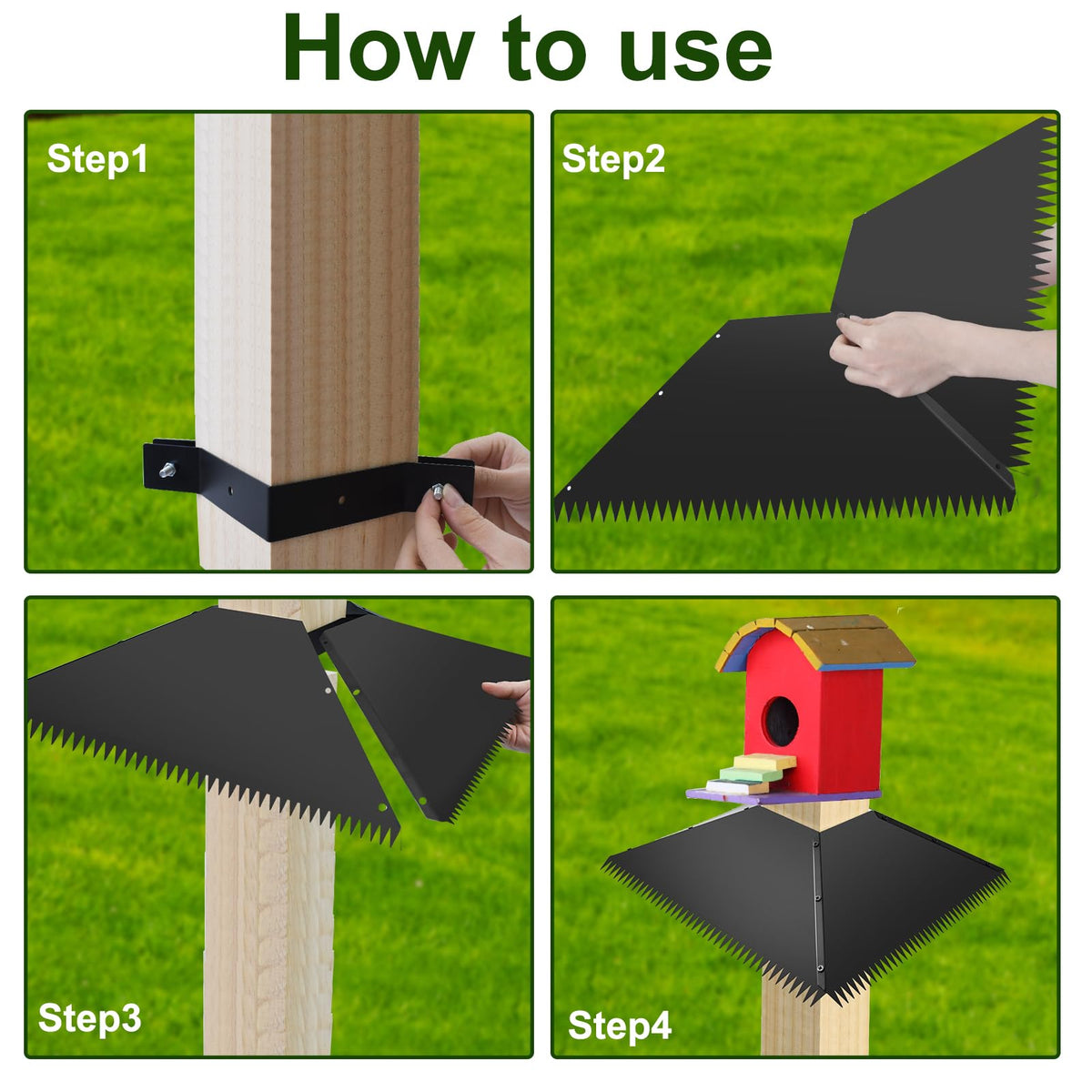 Fantang quick-install baffle set protects feeders in gardens and backyards.