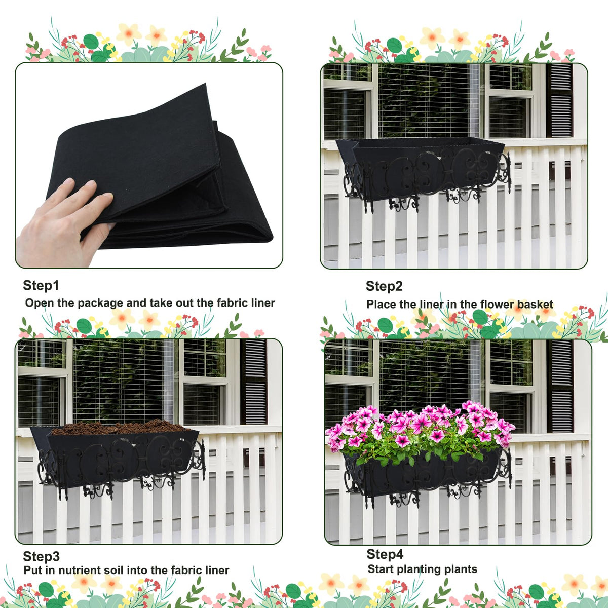 Fantang moisture-retentive liner helps keep soil moist between waterings.
