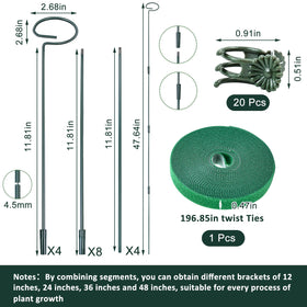 Fantang plant stake extension rods extend to 48 inches for tall varieties.