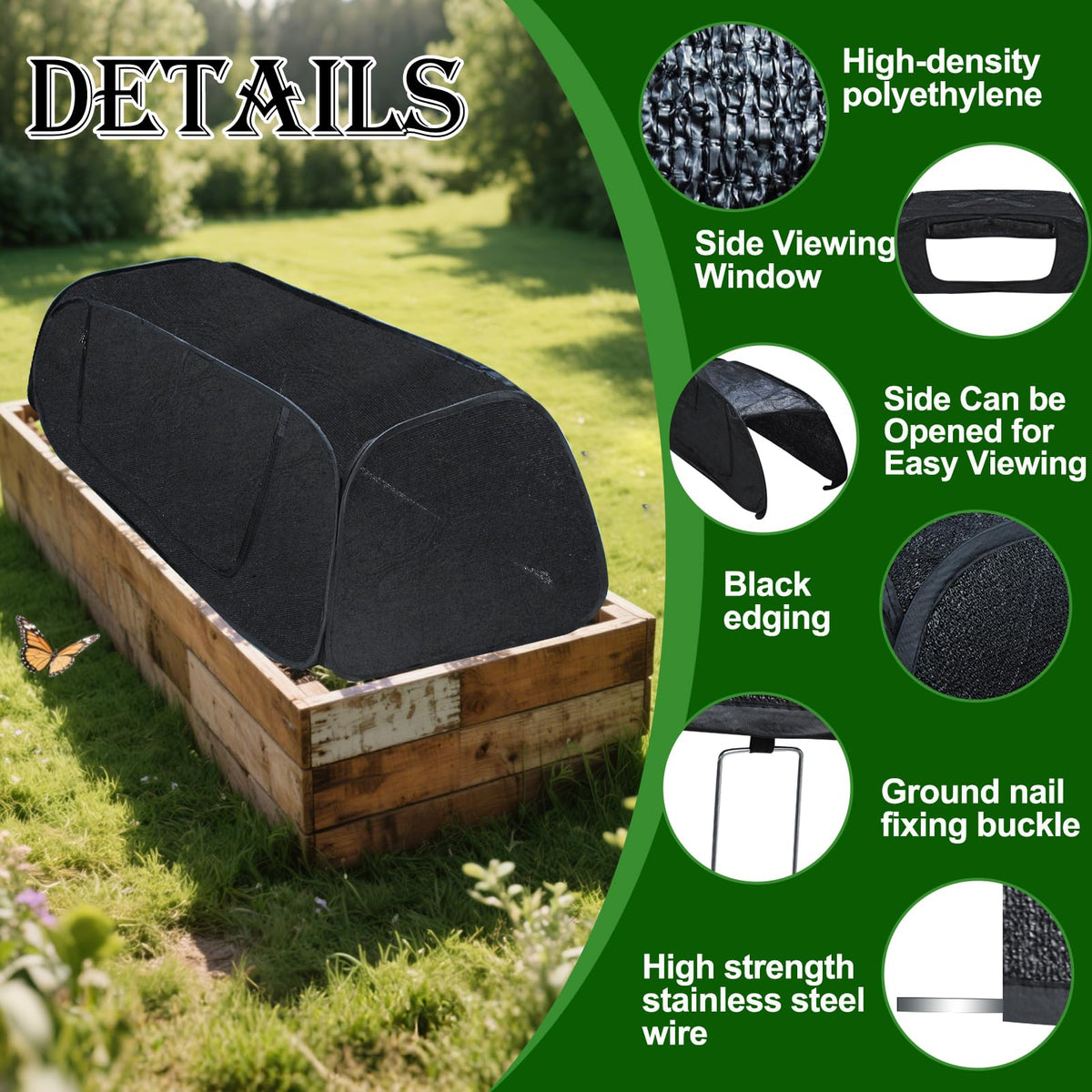 Fantang pop up sun shade side zipper door for watering access.