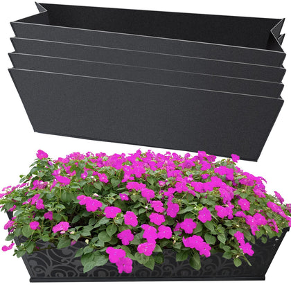Fantang 24-inch rectangle window box liner in black with breathable, moisture-retentive fabric.