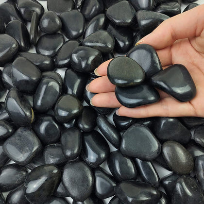 FANTIAN 2-lb black pebbles in plant pot for drainage and decor