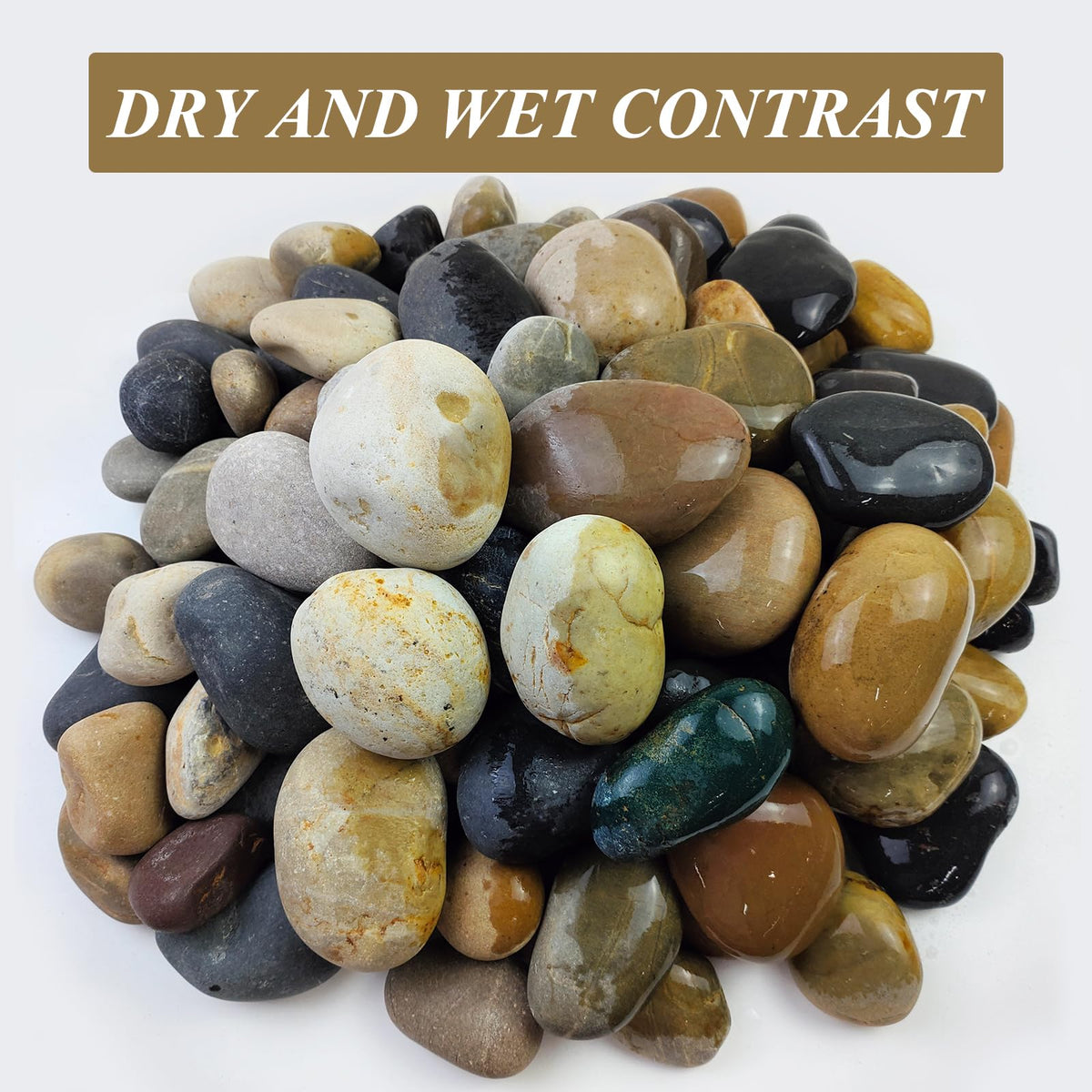 FANTIAN mixed-color river rocks 3-4 inch size add vibrant yard accents.