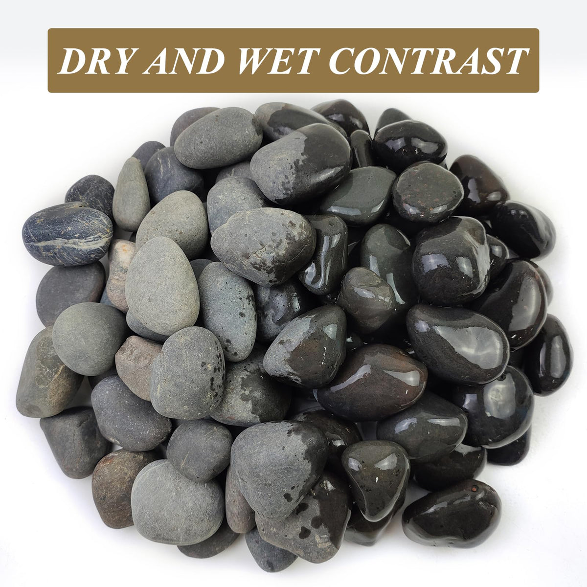 FANTIAN 2-3 inch black pebbles ideal for pathways and edging.