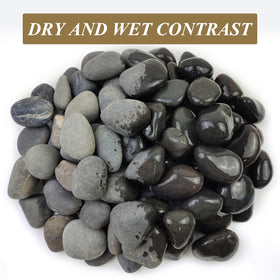 FANTIAN 2-3 inch black pebbles ideal for pathways and edging.
