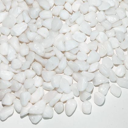 FANTIAN white pebbles 1lb, 3/8-inch, add a clean, elegant touch to planters.