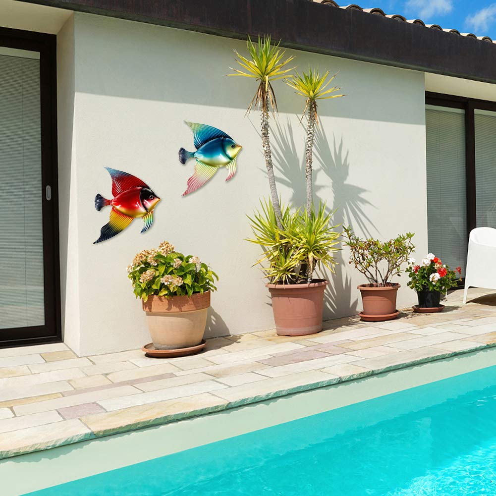 FANWNKI hanging fish sculpture poolside accent adds dimension.
