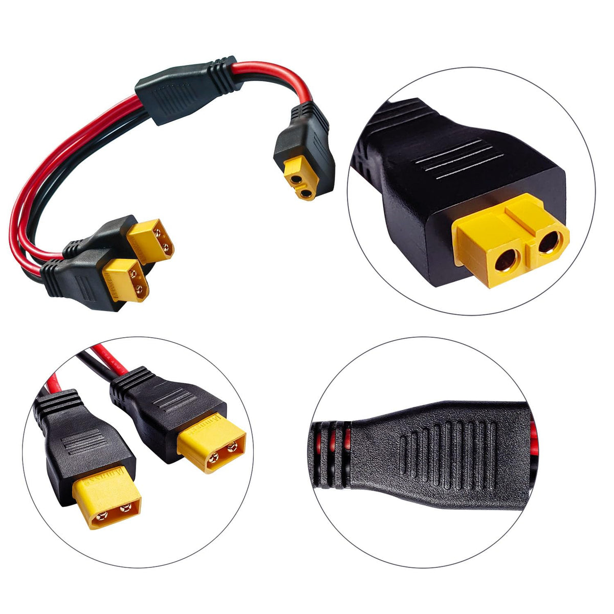 Faoyliye XT60 Y splitter enabling dual-output setups for solar and portable power