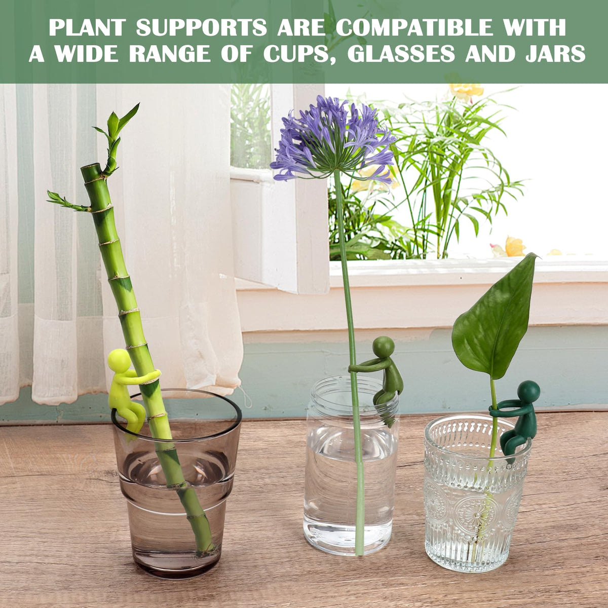 FAQUSA easy edge-clip attachment fits vase rims for quick plant support.