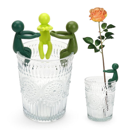 FAQUSA plant leaf support with three little figures hugging stems for sprouts.